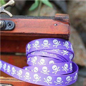 Pirate Ribbon -Narrow Skull & CB/Purple